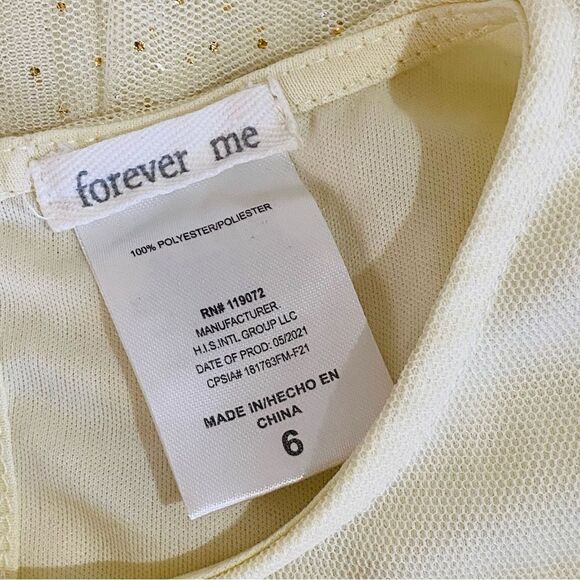 Forever Me Ivory Tulle Gold Accent Party Dress Sz 6 Girls - Picture 6 of 9